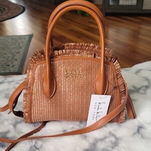 Nicole Miller Brown Woven Satchel